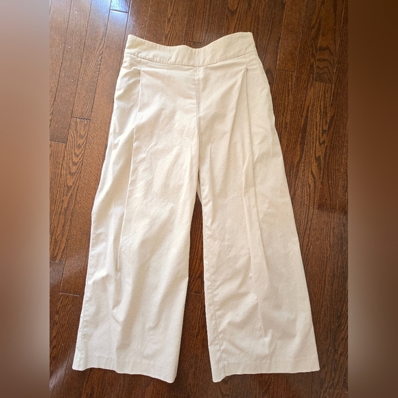 Stefanel Off-White Cream Chinos Culottes Ankle Cotton Pants Wide Legs Size 6 M S - Picture 9 of 9